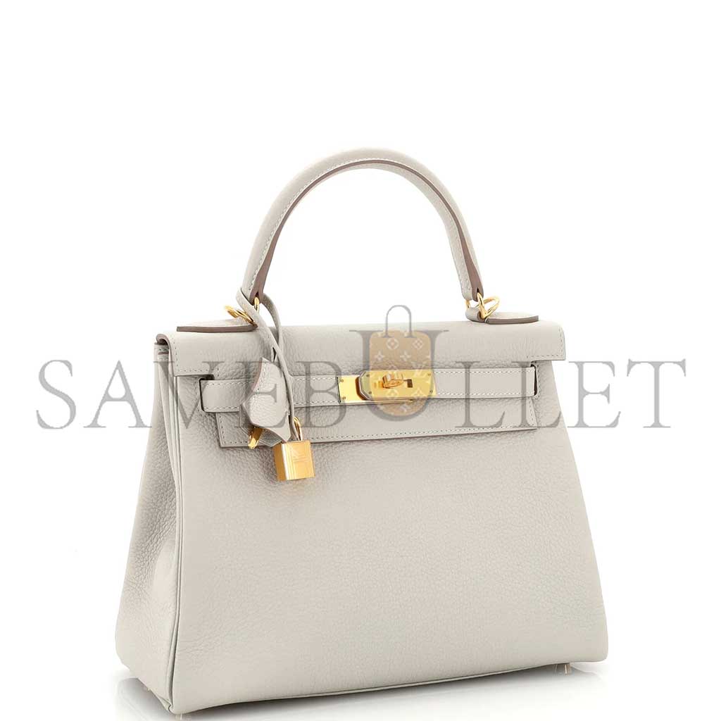 HERMÈS MASTER KELLY 28 HANDBAG MUSHROOM TOGO WITH GOLD HARDWARE (28*22*10cm) 